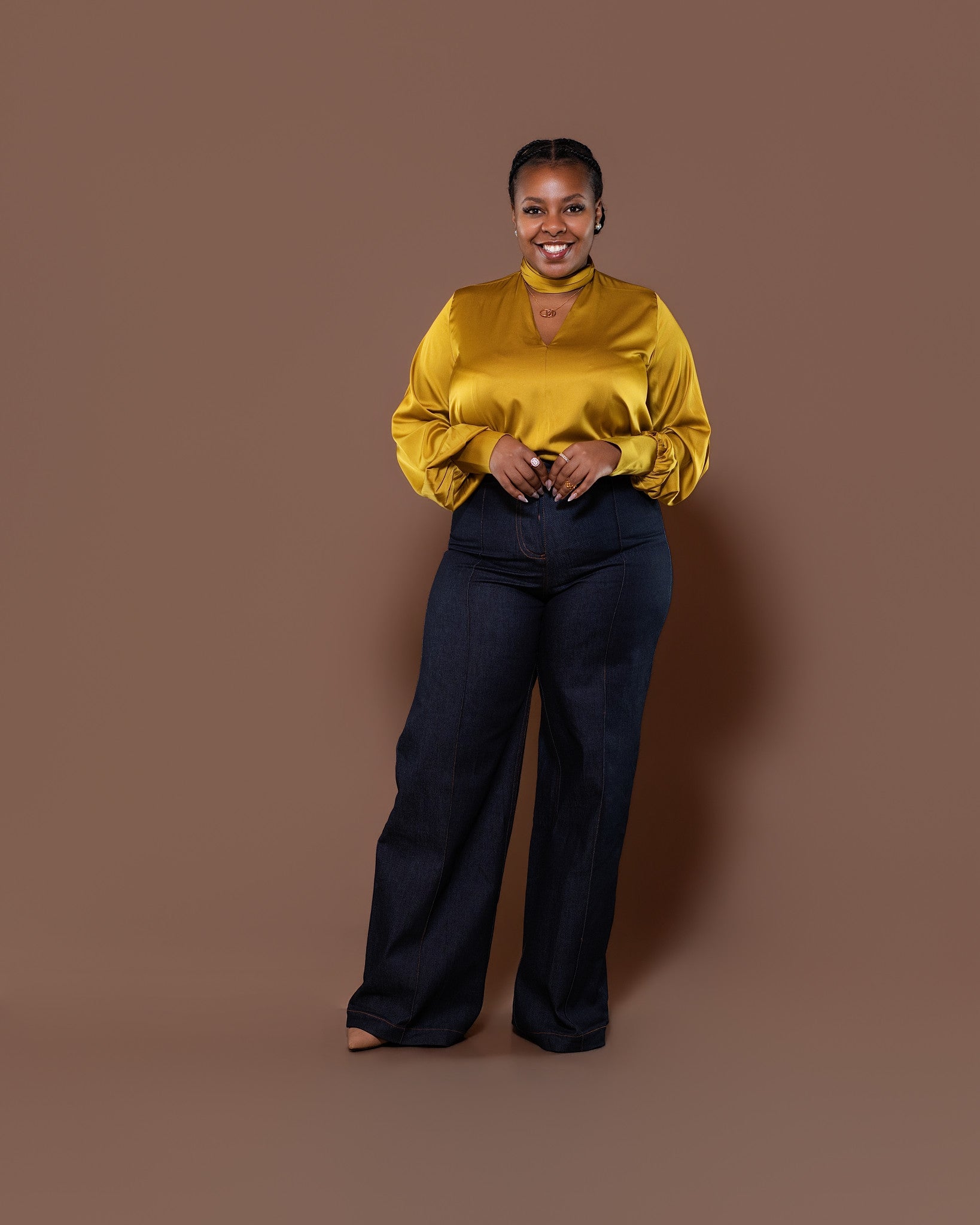 Bella Blouse in Mustard Shine